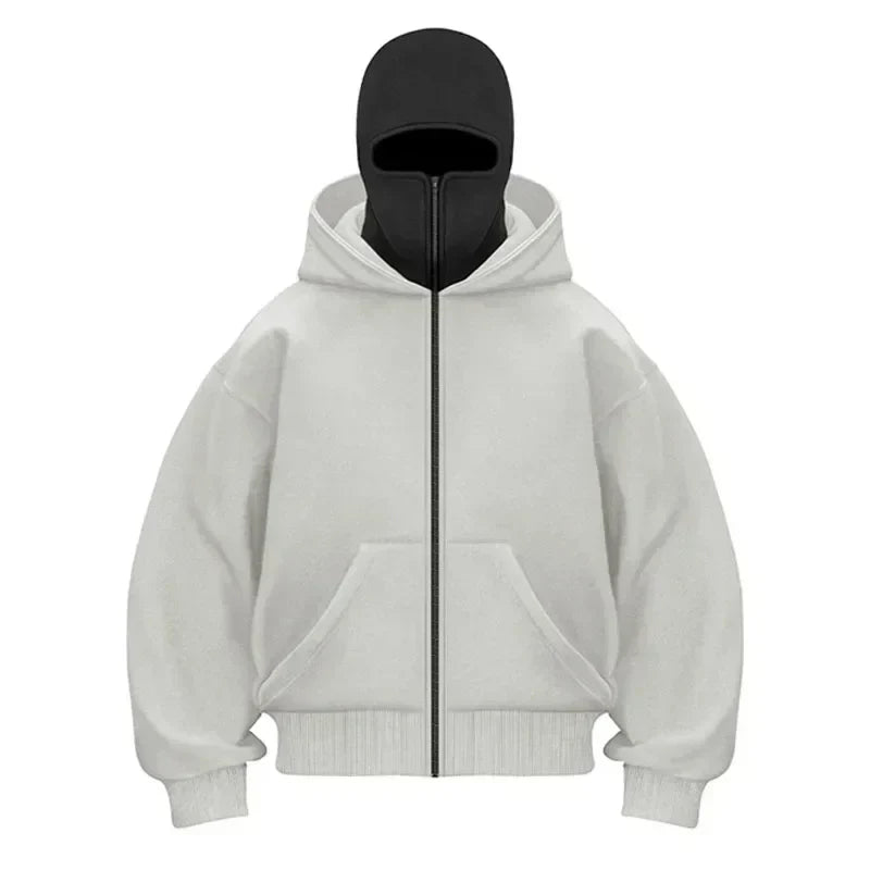 MSKD Premium Unisex Zip-Hoodie mit Maske für urbanen Streetwear Style