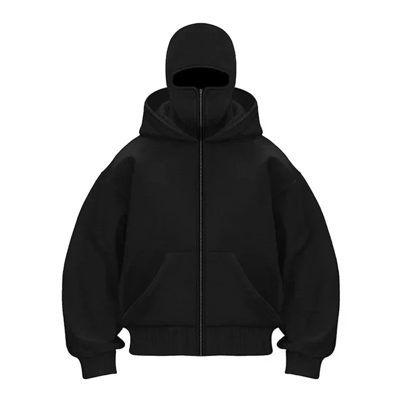 MSKD Premium Unisex Zip-Hoodie mit Maske für urbanen Streetwear Style