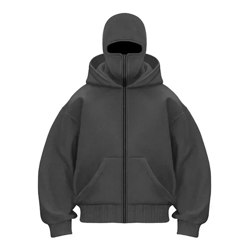 MSKD Premium Unisex Zip-Hoodie mit Maske für urbanen Streetwear Style